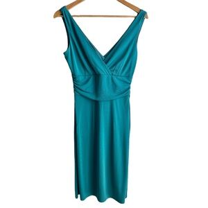 Loft Y2K V-Neck Flowy A-Line Sundress Womens Size 4 Teal Sleeveless